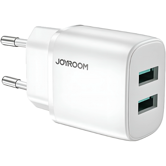 Charger Mobile Joyroom Dual Usb To Type-C Mini Fast Charger 2.4A L-2A123 White